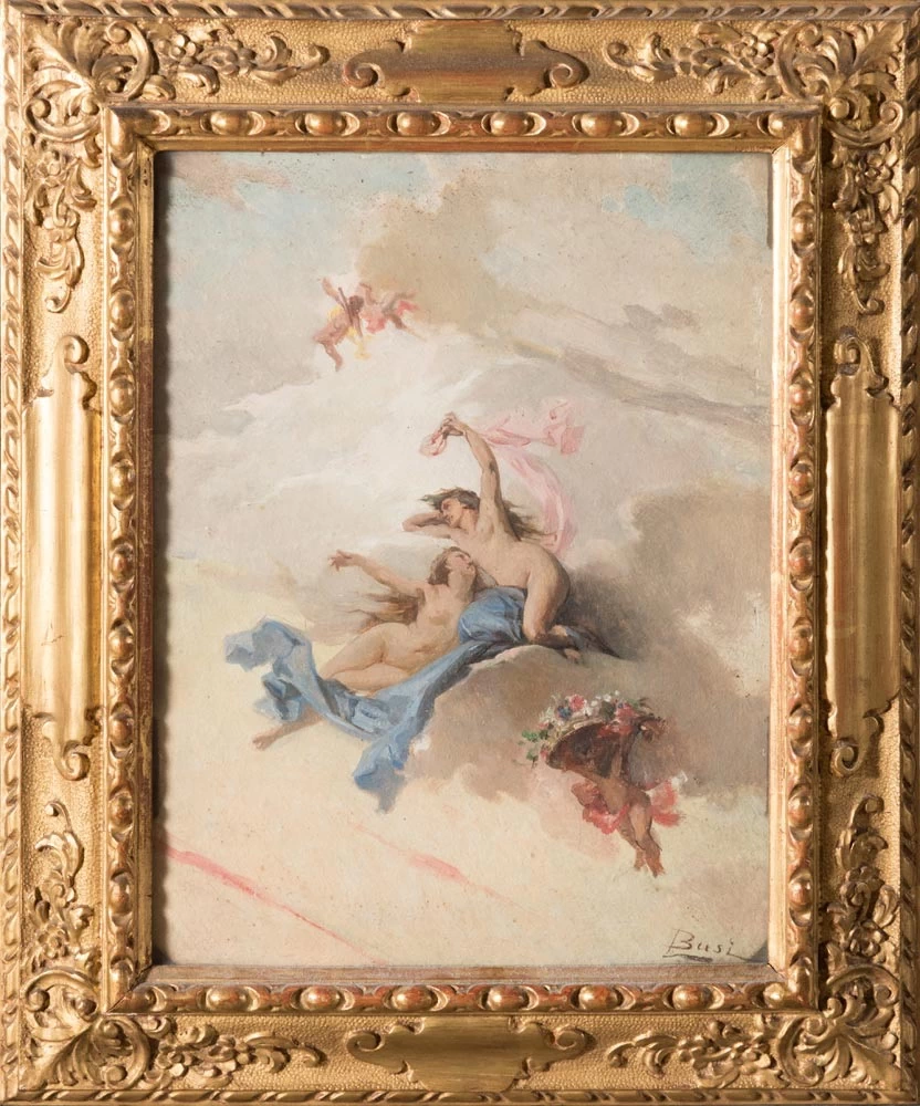 Bozzetto con figure femminili e putti in volo